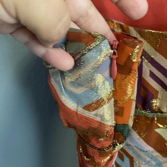 Nicole Miller Silk Metallic Gold Dress - Picture 6 of 6